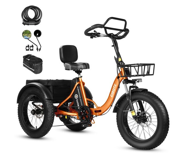 Bicicleta eléctrica eskute t302 pro 250w 48v20.8ah plegable frenos disco accesorios naranja