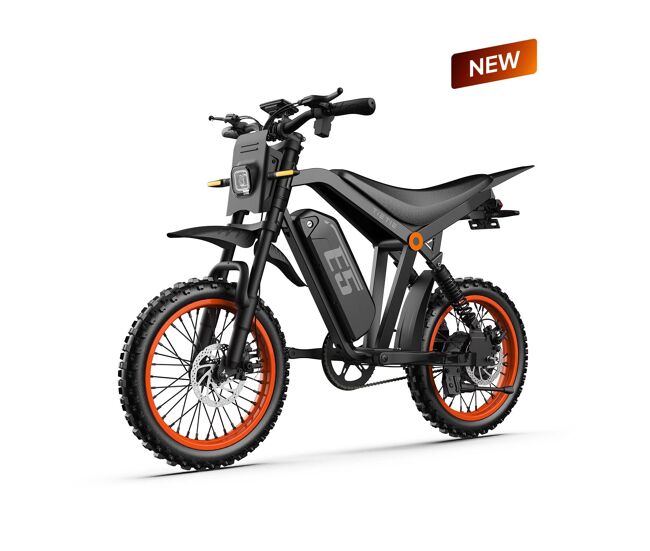 Bicicleta eléctrica tietie e5 48v20ah 80km 14x3.0" color negro naranja