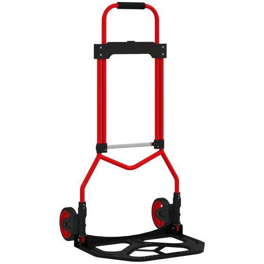 HOMCOM Carrinho de Carga Dobrável com Pega Telescópica Ajustável, até 60 kg, com Rodas, para Garagem, Escritório, Bagagem, Mudanças e Compras, Vermelho HOMCOM Carrinho de Carga Dobrável com Pega Telescópica Ajustável, até 60 kg, com Rodas, para Garagem, Escritório, Bagagem, Mudanças e Compras, Vermelho