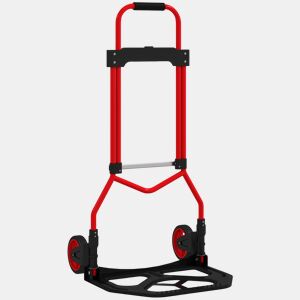 HOMCOM Carrinho de Carga Dobrável com Pega Telescópica Ajustável, até 60 kg, com Rodas, para Garagem, Escritório, Bagagem, Mudanças e Compras, Vermelho