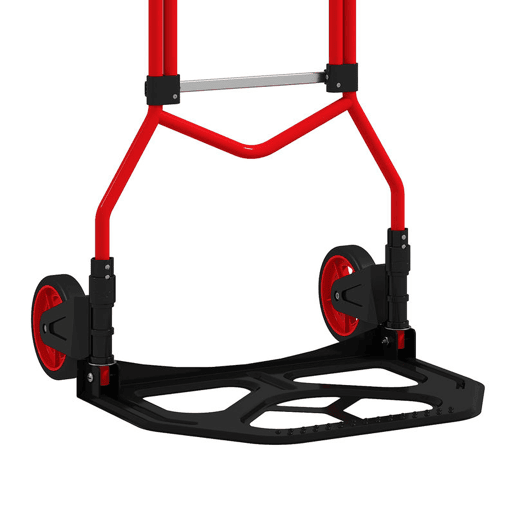 HOMCOM Carrinho de Carga Dobrável com Pega Telescópica Ajustável, até 60 kg, com Rodas, para Garagem, Escritório, Bagagem, Mudanças e Compras, Vermelho HOMCOM Carrinho de Carga Dobrável com Pega Telescópica Ajustável, até 60 kg, com Rodas, para Garagem, Escritório, Bagagem, Mudanças e Compras, Vermelho