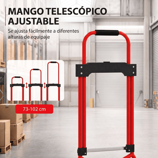 HOMCOM Carrinho de Carga Dobrável com Pega Telescópica Ajustável, até 60 kg, com Rodas, para Garagem, Escritório, Bagagem, Mudanças e Compras, Vermelho HOMCOM Carrinho de Carga Dobrável com Pega Telescópica Ajustável, até 60 kg, com Rodas, para Garagem, Escritório, Bagagem, Mudanças e Compras, Vermelho
