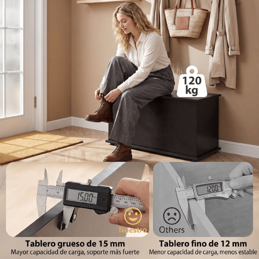 HOMCOM Baú de Arrumação 102L, Banco Sapateira com Dobradiça de Segurança, Estilo Moderno, para Corredor, Quarto, Hall de Entrada e Sala de Estar, 80x40x45 cm, Preto