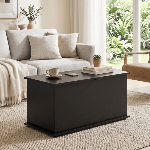 HOMCOM Baú de Arrumação 102L, Banco Sapateira com Dobradiça de Segurança, Estilo Moderno, para Corredor, Quarto, Hall de Entrada e Sala de Estar, 80x40x45 cm, Preto