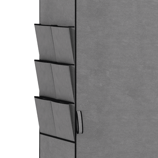 HOMCOM Roupeiro de Tecido com 5 Varões, 5 Prateleiras e 6 Bolsos Laterais, Fecho de Correr, Estrutura em Aço, 212x45x167 cm, Cinzento HOMCOM Roupeiro de Tecido com 5 Varões, 5 Prateleiras e 6 Bolsos Laterais, Fecho de Correr, Estrutura em Aço, 212x45x167 cm, Cinzento