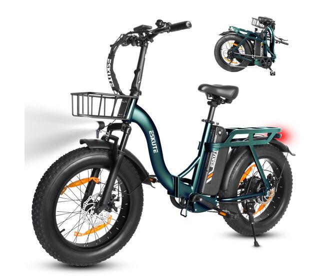 Eskute d202 e-bike - motor 250w batería 48v20.8ah 20x4 frenos de disco mecánicos - verde
