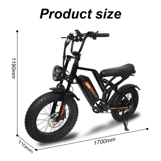 Bicicleta Elétrica JKING FXH-009 - Bateria 48V15.6AH 20x4.0 Freio a Disco Mecânico - Castanho
