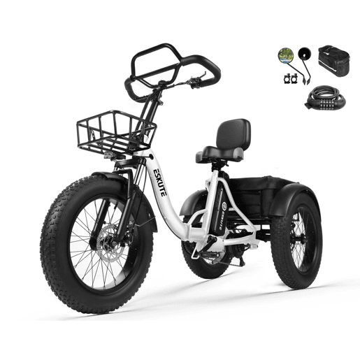 Bicicleta elétrica ESKUTE T302 Pro 250W 48V20.8Ah Dobrável Travões disco Acessórios Branco Bicicleta elétrica ESKUTE T302 Pro 250W 48V20.8Ah Dobrável Travões disco Acessórios Branco