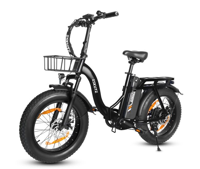 Eskute d202 e-bike - motor 250w batería 48v20.8ah 20x4 frenos de disco mecánicos - negro