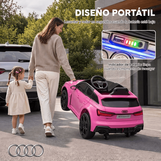 AIYAPLAY Carro Elétrico Audi RS 6 Avant GT para Crianças 12V com Comando 2,4 G, MP3, LED e Suspensão Rosa AIYAPLAY Carro Elétrico Audi RS 6 Avant GT para Crianças 12V com Comando 2,4 G, MP3, LED e Suspensão Rosa