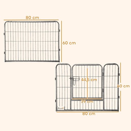 PawHut Parque para Cães com 16 Painéis 80x60 cm, 2 Portas com Fecho, Recinto em Aço para Interior e Exterior, Cinzento PawHut Parque para Cães com 16 Painéis 80x60 cm, 2 Portas com Fecho, Recinto em Aço para Interior e Exterior, Cinzento