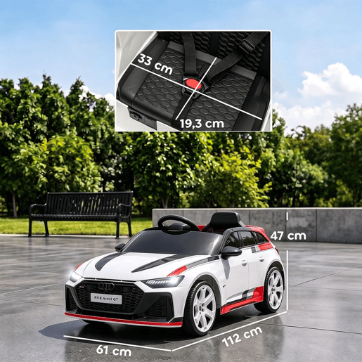 AIYAPLAY Carro Elétrico para Crianças Audi RS 6 Avant GT 12V com Comando à Distância 2,4 G, Arranque Suave, Suspensão, MP3 e Luzes LED, Branco
