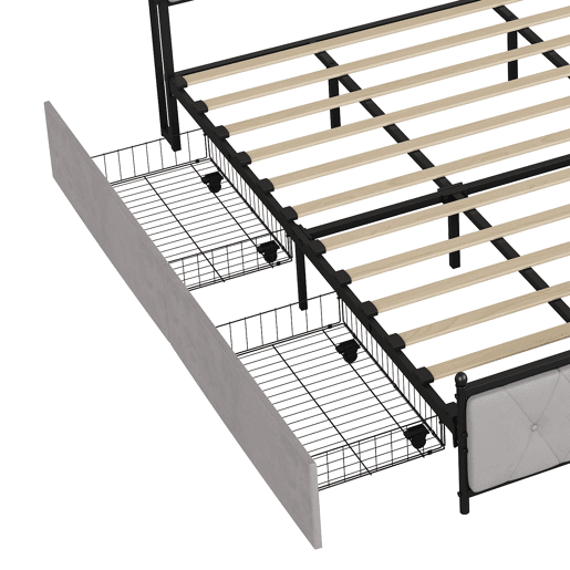 Cama Estofada 180x200 cm Bege em Veludo com 4 Gavetas, Iluminação LED, USB, Tipo-C e Cabeceira com Arrumação Cama Estofada 180x200 cm Bege em Veludo com 4 Gavetas, Iluminação LED, USB, Tipo-C e Cabeceira com Arrumação