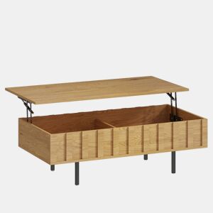 HOMCOM Mesa de Centro Elevatória com 2 Compartimentos Ocultos e Pés Metálicos 110x55x36,5 cm Carvalho