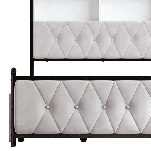 Cama Estofada 160x200 cm Bege em Veludo com 4 Gavetas, Iluminação LED, USB, Tipo-C e Cabeceira com Arrumação Cama Estofada 160x200 cm Bege em Veludo com 4 Gavetas, Iluminação LED, USB, Tipo-C e Cabeceira com Arrumação