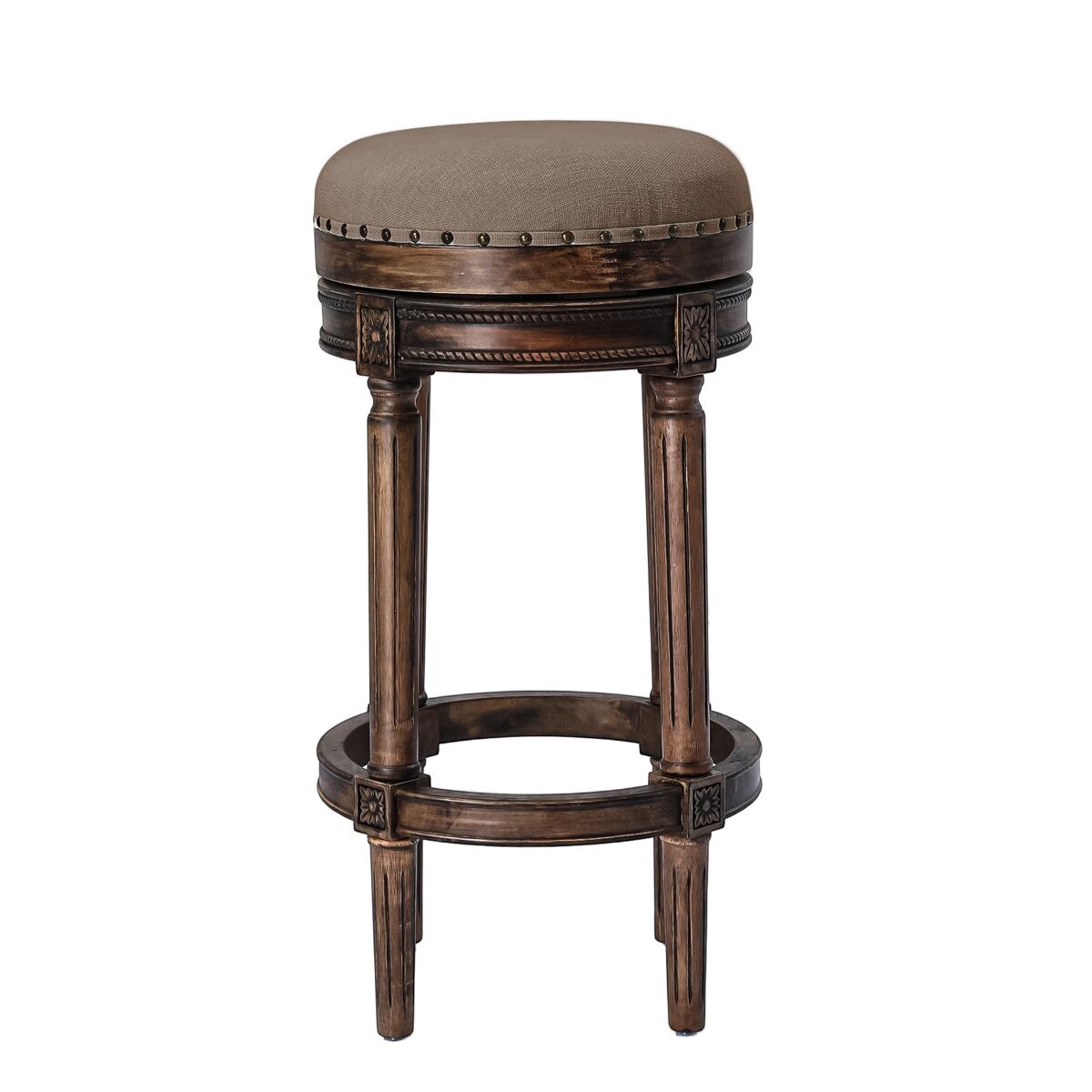 Taburete de bar homemiyn giratorio 360° con asiento acolchado y estructura de madera