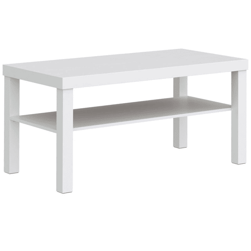 HOMCOM Mesa de Centro, Mesa de Café para Sala com Prateleira Aberta, Tampo Grosso, para Sala de Estar, Sala de Jantar, Escritório, 90x45x44,5 cm, Branco HOMCOM Mesa de Centro, Mesa de Café para Sala com Prateleira Aberta, Tampo Grosso, para Sala de Estar, Sala de Jantar, Escritório, 90x45x44,5 cm, Branco