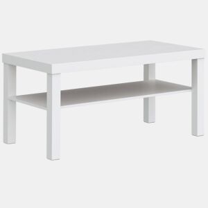 HOMCOM Mesa de Centro, Mesa de Café para Sala com Prateleira Aberta, Tampo Grosso, para Sala de Estar, Sala de Jantar, Escritório, 90x45x44,5 cm, Branco