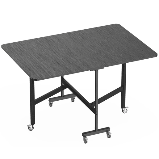 HOMCOM Mesa Dobrável de Jantar para 4-6 Pessoas Mesa de Cozinha com Rodas e Abas Rebatíveis 120x80x73 cm Preto