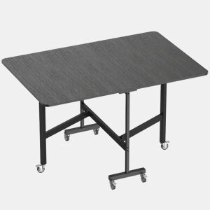 HOMCOM Mesa Dobrável de Jantar para 4-6 Pessoas Mesa de Cozinha com Rodas e Abas Rebatíveis 120x80x73 cm Preto