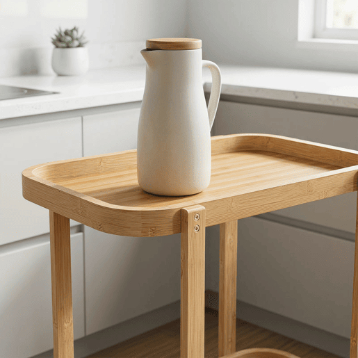 HOMCOM Carrinho de Cozinha de Bambu de 2 NÃveis Carrinho Auxiliar de Cozinha com Rodas 2 Prateleiras Abertas Design Curvo para Sala de Jantar 54x36,5x60 cm Madeira HOMCOM Carrinho de Cozinha de Bambu de 2 NÃveis Carrinho Auxiliar de Cozinha com Rodas 2 Prateleiras Abertas Design Curvo para Sala de Jantar 54x36,5x60 cm Madeira