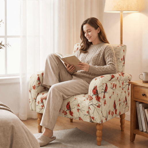 Poltrona Orelhuda HomeMiYN com Encosto Alto e Assento Acolchoado para Leitura Poltrona Orelhuda HomeMiYN com Encosto Alto e Assento Acolchoado para Leitura