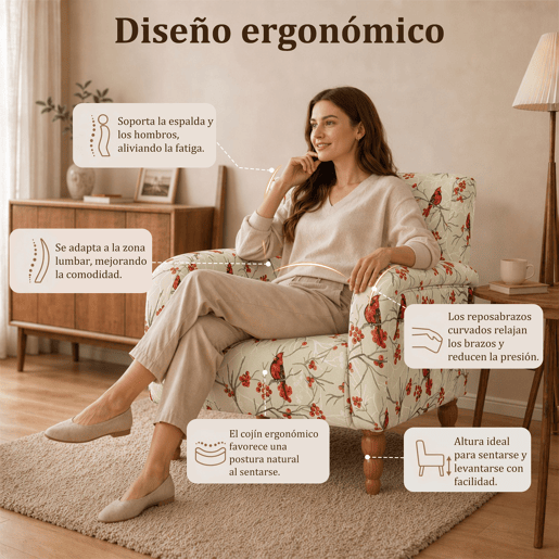 Poltrona Orelhuda HomeMiYN com Encosto Alto e Assento Acolchoado para Leitura Poltrona Orelhuda HomeMiYN com Encosto Alto e Assento Acolchoado para Leitura