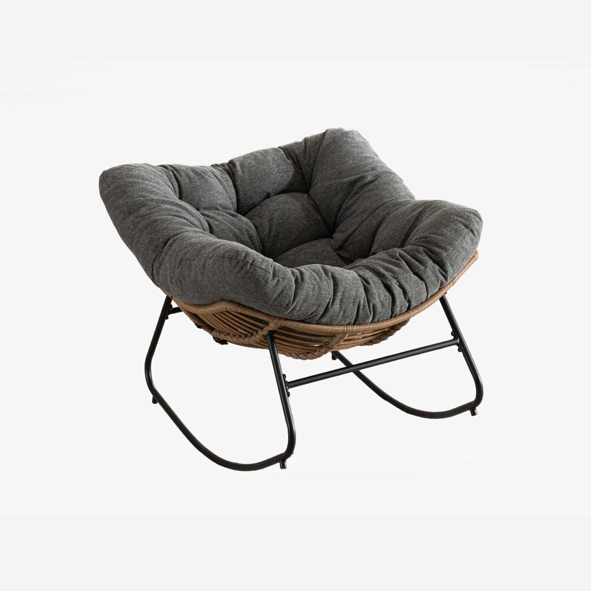Sillón balancín tapizado en chenilla - diseño moderno para salón, dormitorio y habitación infantil - gris