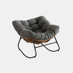 Cadeirão de baloiço estofado em chenille - design moderno para sala, quarto e quarto infantil - cinzento