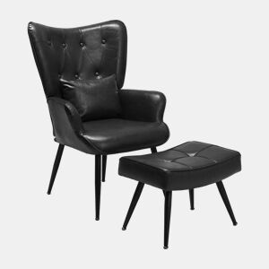 Poltrona Relax com Apoio de Pés, Encosto Alto Ergonómico e Assento Acolchoado