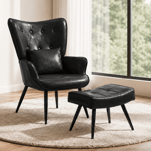 Poltrona Relax com Apoio de Pés, Encosto Alto Ergonómico e Assento Acolchoado Poltrona Relax com Apoio de Pés, Encosto Alto Ergonómico e Assento Acolchoado
