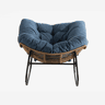 Cadeirão de baloiço em chenille - design moderno, ideal para quarto infantil, sala, quarto e apartamento - azul