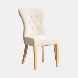 Cadeiras de jantar - conjunto de 2 - modernas e de alta qualidade, estofadas em chenille, com estrutura e pernas em madeira maciça, com detalhes em rebites - Bege
