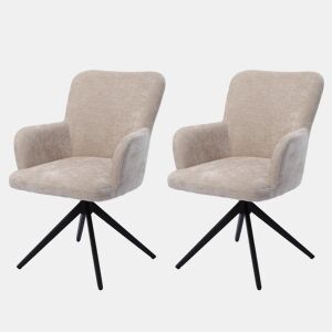 Conjunto de 2 Cadeiras de Sala de Jantar HomeMiYN Acolchoadas com Pernas Metálicas