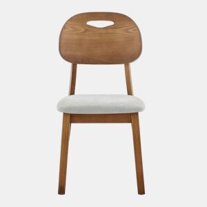 Conjunto de 2 cadeiras de jantar 50x44x88 cm - encosto oval, design moderno em madeira com assento almofadado e pega - cinzento