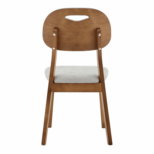 Conjunto de 2 cadeiras de jantar 50x44x88 cm - encosto oval, design moderno em madeira com assento almofadado e pega - cinzento Conjunto de 2 cadeiras de jantar 50x44x88 cm - encosto oval, design moderno em madeira com assento almofadado e pega - cinzento