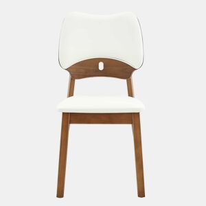 2 cadeiras de jantar - encosto em forma de borboleta, estrutura em madeira, assento almofadado, design moderno - Branco