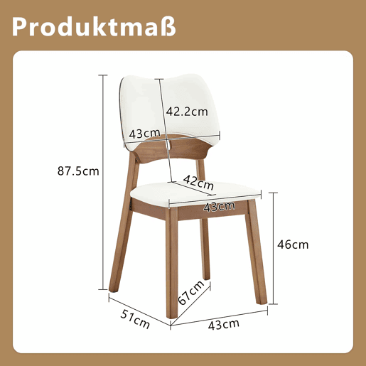 2 cadeiras de jantar - encosto em forma de borboleta, estrutura em madeira, assento almofadado, design moderno - Branco 2 cadeiras de jantar - encosto em forma de borboleta, estrutura em madeira, assento almofadado, design moderno - Branco