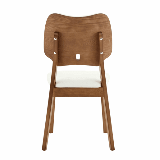 2 cadeiras de jantar - encosto em forma de borboleta, estrutura em madeira, assento almofadado, design moderno - Branco 2 cadeiras de jantar - encosto em forma de borboleta, estrutura em madeira, assento almofadado, design moderno - Branco