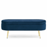 Banco com espaço de arrumação multifuncional 110 x 40 x 42 cm - tecido de veludo macio, pés metálicos, estrutura em madeira maciça, 20 L de arrumação, ideal para o quarto, sala de estar e hall de entrada - azul