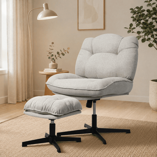 Poltrona Relax 360° com Apoio de Pés, Altura Regulável e Função Reclinável Poltrona Relax 360° com Apoio de Pés, Altura Regulável e Função Reclinável