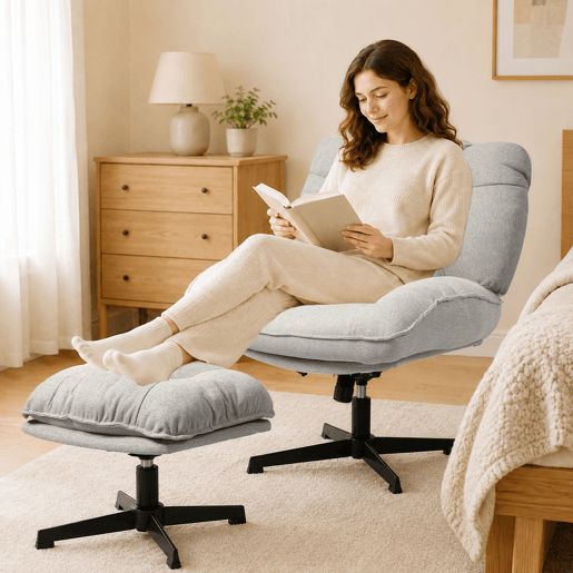 Poltrona Relax 360° com Apoio de Pés, Altura Regulável e Função Reclinável Poltrona Relax 360° com Apoio de Pés, Altura Regulável e Função Reclinável
