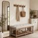 Banco Tapizado HomeMiYN de 2 Plazas 114x40 Banco Tapizado HomeMiYN de 2 Plazas 114x40 Blanco/ Beige