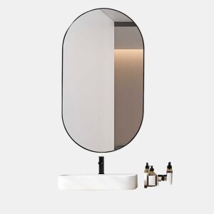Espelho de Parede Oval 50x80cm Preto com Moldura Metálica Vidro de Alta Definição e PelÃcula Anti-explosão para Casa-de-Banho Quarto
