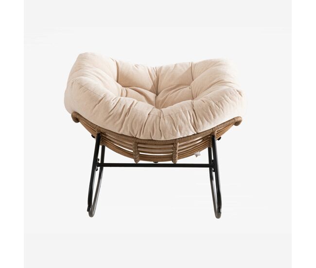 Sillón balancín de tamaño estándar - diseño moderno, tapizado en chenilla, ideal para salón, dormitorio, habitación infantil y apartamento - beige
