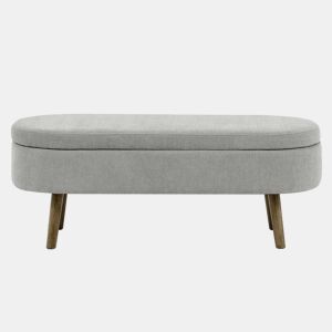 Banco com arrumação multifuncional 110 x 40 x 42 cm - tecido de chenille macio, pés de madeira, estrutura em madeira maciça, capacidade de 20 L, ideal para o quarto, sala de estar, hall de entrada e como sapateira - Cinza