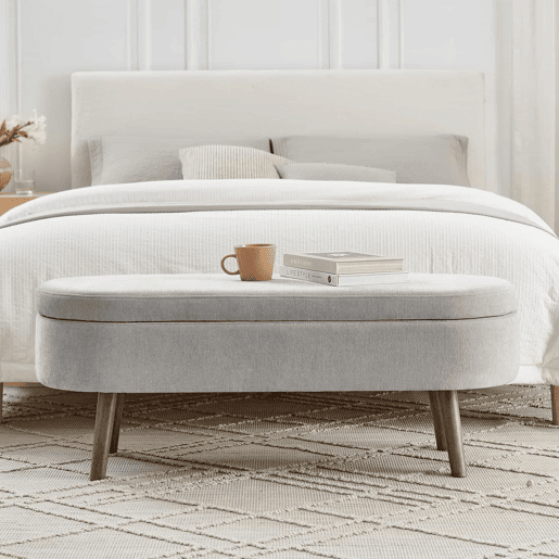 Banco com arrumação multifuncional 110 x 40 x 42 cm - tecido de chenille macio, pés de madeira, estrutura em madeira maciça, capacidade de 20 L, ideal para o quarto, sala de estar, hall de entrada e como sapateira - Cinza Banco com arrumação multifuncional 110 x 40 x 42 cm - tecido de chenille macio, pés de madeira, estrutura em madeira maciça, capacidade de 20 L, ideal para o quarto, sala de estar, hall de entrada e como sapateira - Cinza