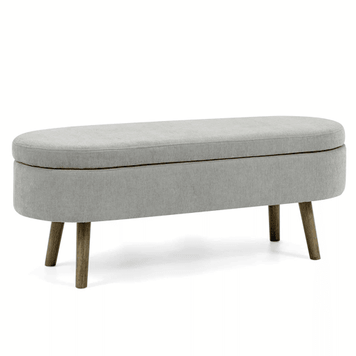 Banco com arrumação multifuncional 110 x 40 x 42 cm - tecido de chenille macio, pés de madeira, estrutura em madeira maciça, capacidade de 20 L, ideal para o quarto, sala de estar, hall de entrada e como sapateira - Cinza Banco com arrumação multifuncional 110 x 40 x 42 cm - tecido de chenille macio, pés de madeira, estrutura em madeira maciça, capacidade de 20 L, ideal para o quarto, sala de estar, hall de entrada e como sapateira - Cinza