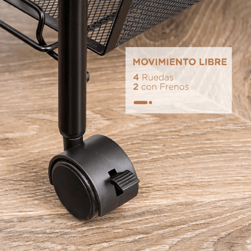 HOMCOM Carrinho Auxiliar com Rodas, Carrinho de Cozinha em Aço com 3 Cestos, Suporta 9 kg, para Sala de Jantar, Sala de Estar, Casa de Banho, 45x26,5x63 cm, Preto HOMCOM Carrinho Auxiliar com Rodas, Carrinho de Cozinha em Aço com 3 Cestos, Suporta 9 kg, para Sala de Jantar, Sala de Estar, Casa de Banho, 45x26,5x63 cm, Preto