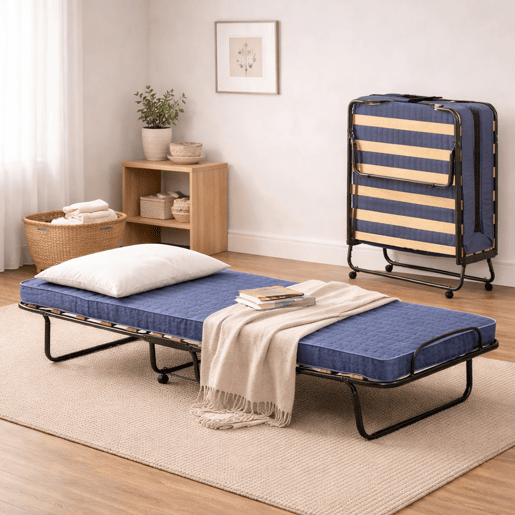 Cama Dobrável com Colchão Incluso em Tecido Cama Dobrável com Colchão Incluso em Tecido